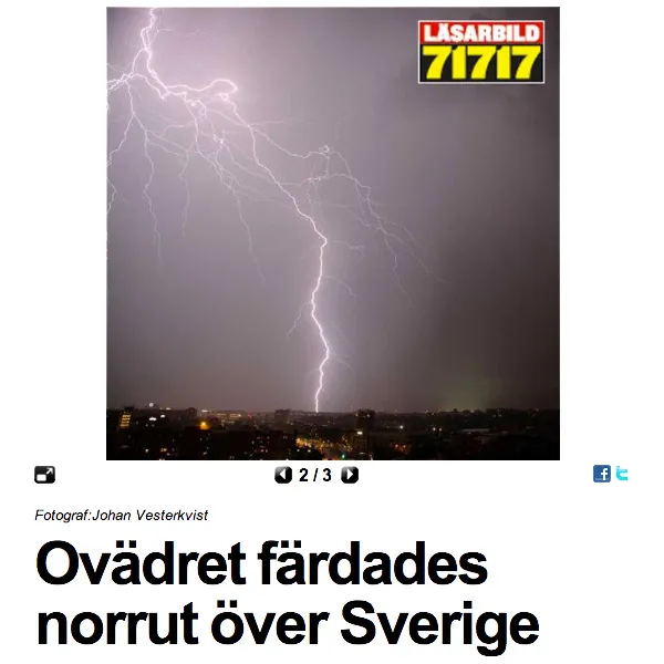 Skärmdump från Expressens hemsida